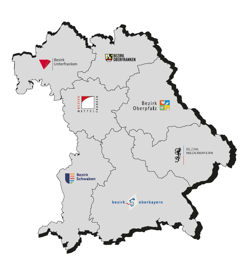 Bayernkarte mit Logos